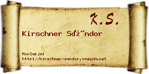 Kirschner Sándor névjegykártya